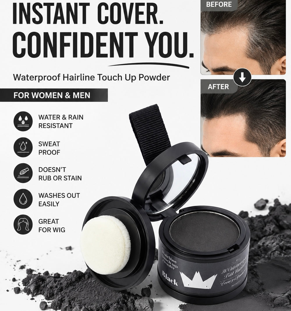 Poupette™️ Waterproof Hairline Touch Up Powder With Mirror (For Women & Men)