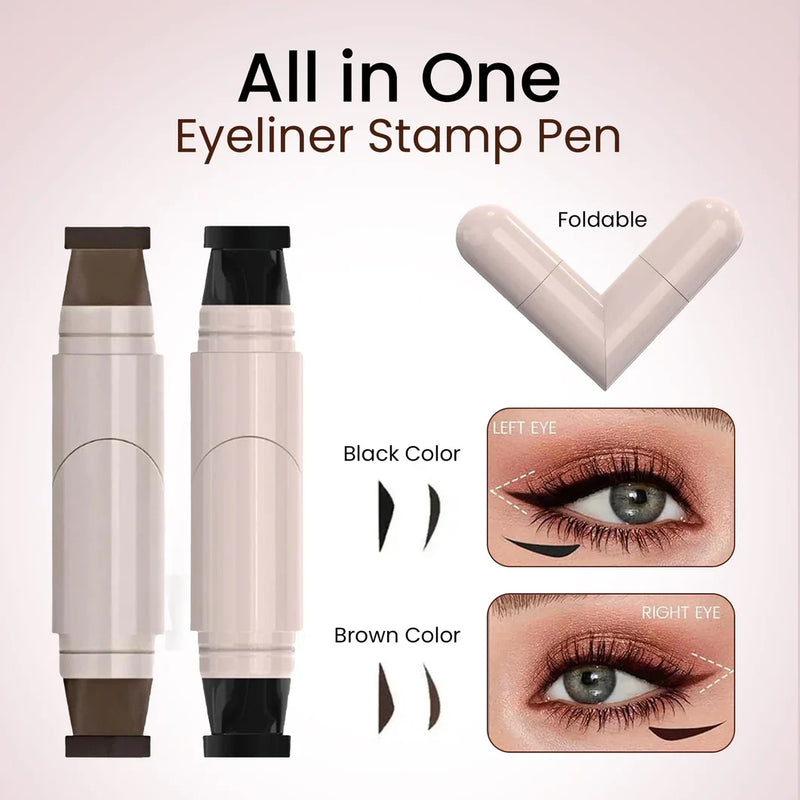 Poupette™️ 2 In 1 Foldable Waterproof Eyeliner Stamp Pen